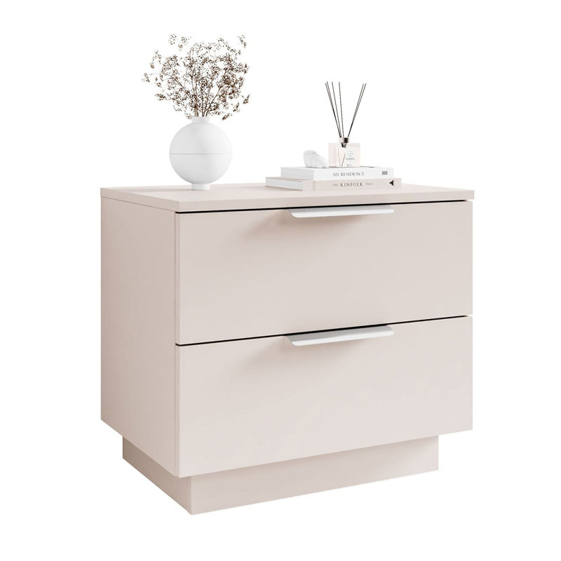 55cm W Bedside Table, Cashmire/Silver