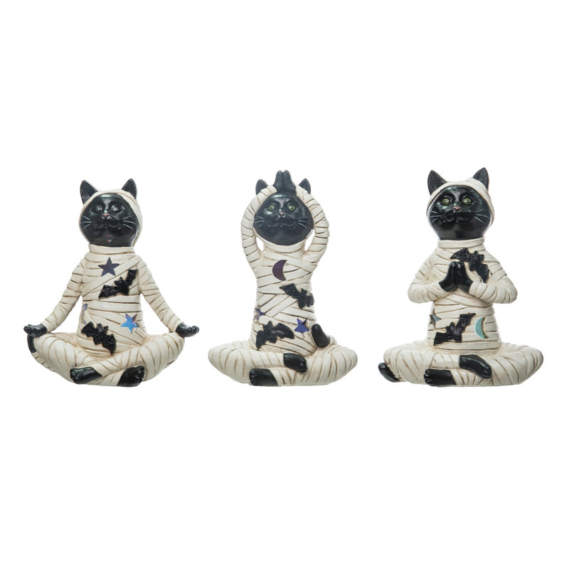  Figurine de chat en résine posant une figurine d'Halloween pour la maison