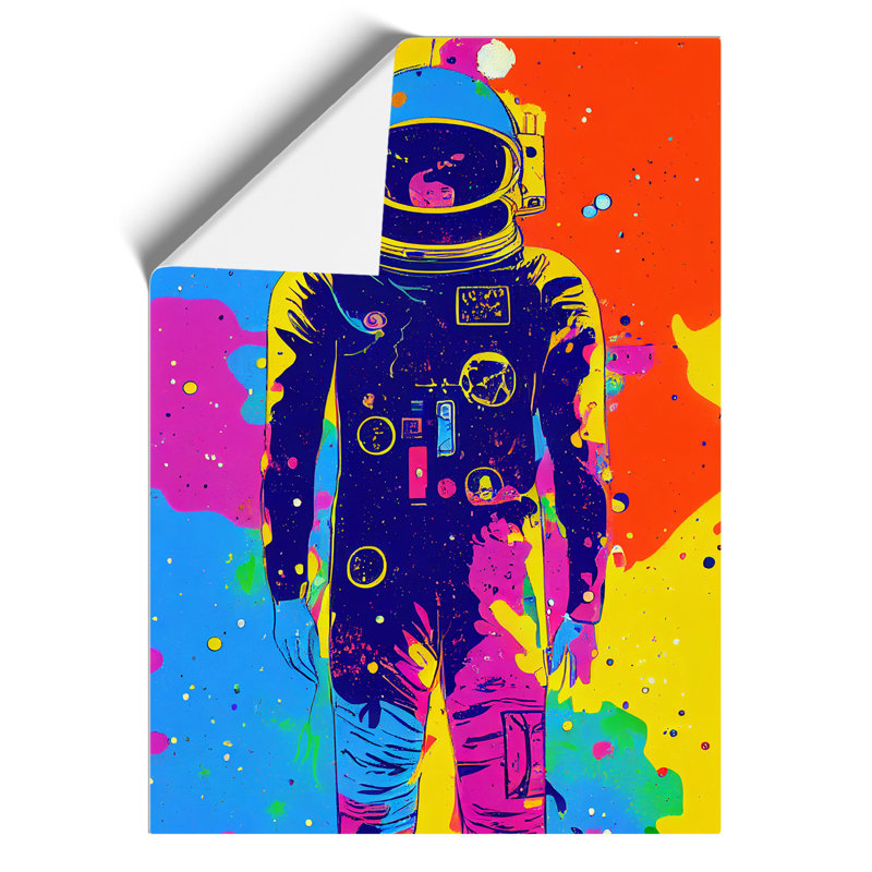 Colourful Astronaut - Wall Art, 29.7cm H x 21cm W, Paper, No Matte
