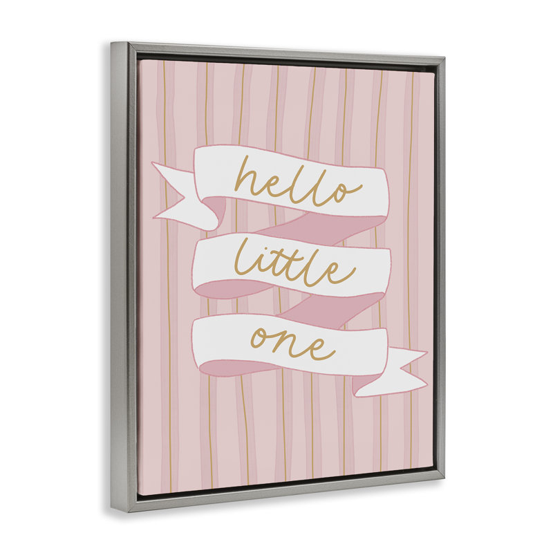 Cadre flottant rose Hello Little One, design par Amanda Houston, H 31 po x l 25 po, Cadre flottant gris lustré
