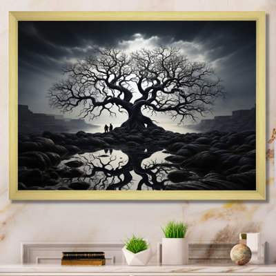 Arbre de contraste monochrome II - décoration murale florale