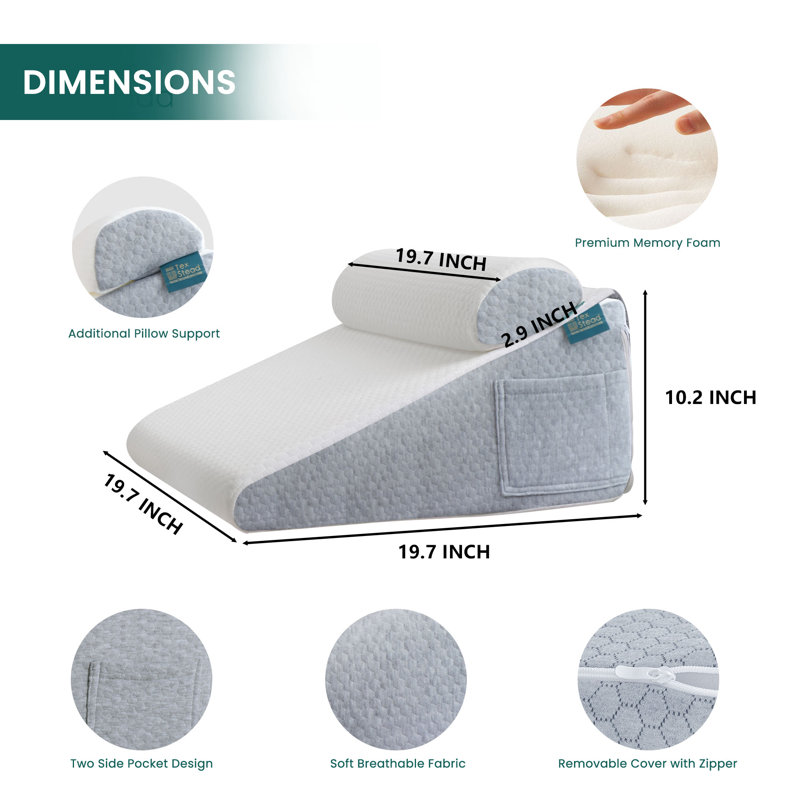 Wedge Pillow-Light Gray, Light Gray
