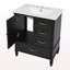Meuble-lavabo de 30 po avec lavabo, armoire de salle de bain avec porte, trois tiroirs, pieds en bois massif et panneau de fibres à densité moyenne, patins réglables, noir-1318698077