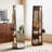 Rotating Full Length Mirror with Clothes Rack, Freestanding Solid Wood Storage Mirror, Bedroom