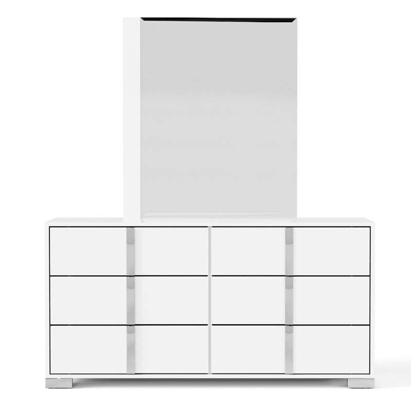 Duckworth 6-Drawer Dresser With Mirror, White
