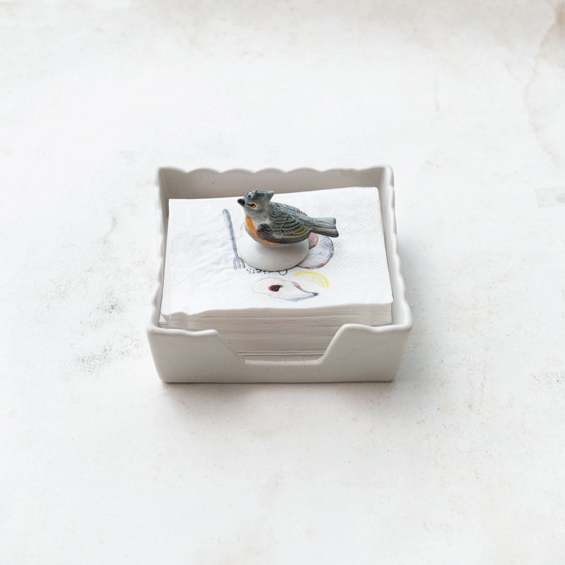 Avian Grace Stoneware Napkin Holder With Weight