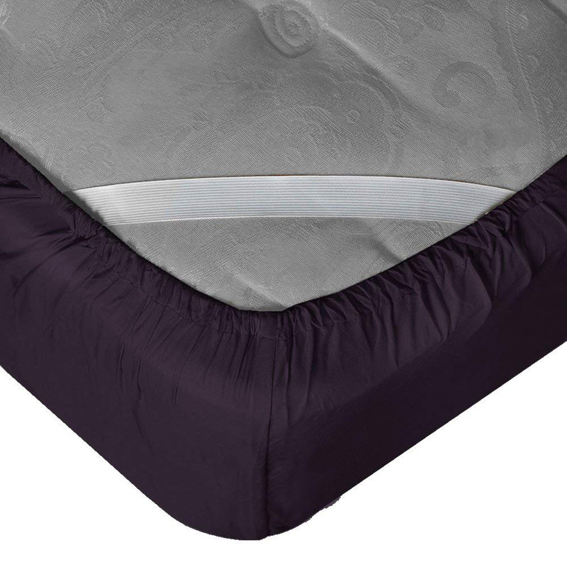 Empyrean Bedding Extra Deep Pocket Solid Fitted Sheet, California King Fitted Sheet, Purple