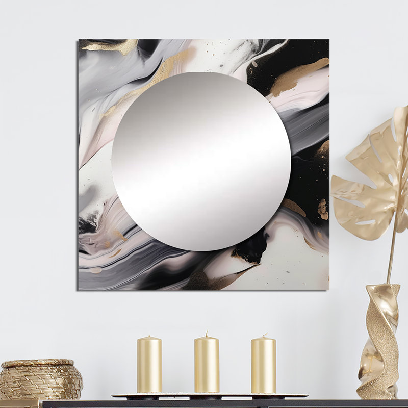 Gladus - Abstract Marble Square Mirror Wall Decor For Bedroom, 23" x 23"