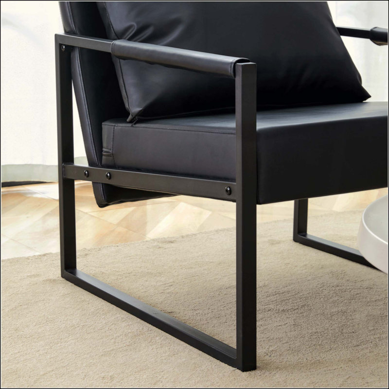 Ensemble de 1 canapé classique en cuir de polyuréthane et structure en métal - Conception ergonomique, un mélange de styles moderne et industriel