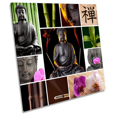 Buddha Monk Floral Collage Picture - Wrapped Canvas Art Prints