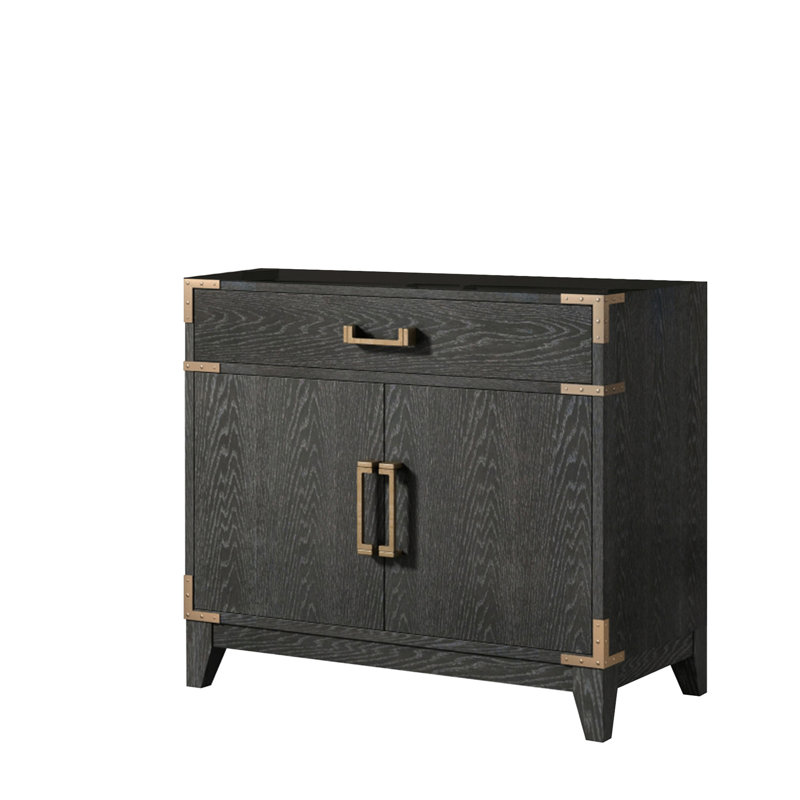 Meuble-lavabo simple en chêne noir 36 po - Panneaux de rangement de salle de bain entièrement assemblés avec cadre en bois massif