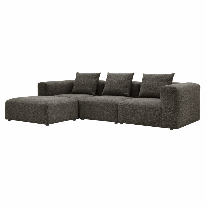 Vector 4 Seater Modular Corner Sofa Fabric 301cm L Shaped Sectional, Grey