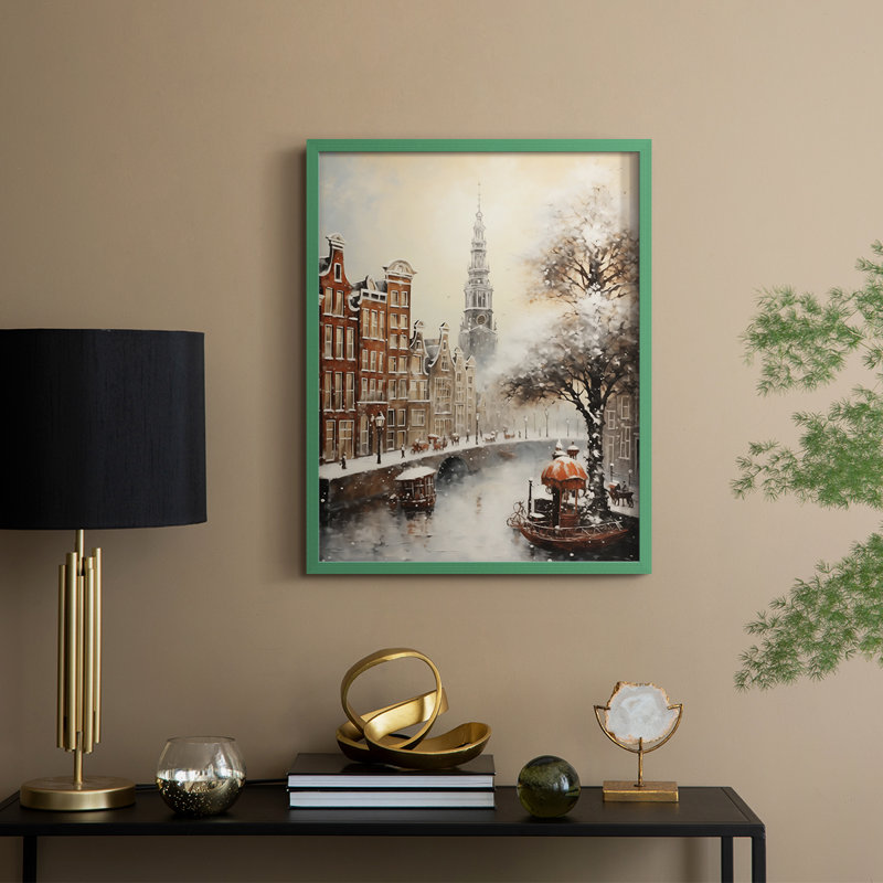 Christmas Holiday Art DLXIX Framed Print - Solid Wood, 11" H x 9" W, Green