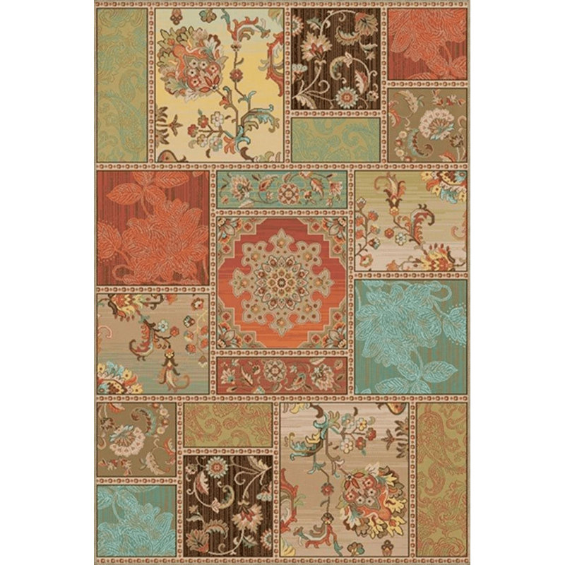 Floral Themed Multicolored Motifs And Floral Patterned Vintage Decorative Living Room, Round 3'4"