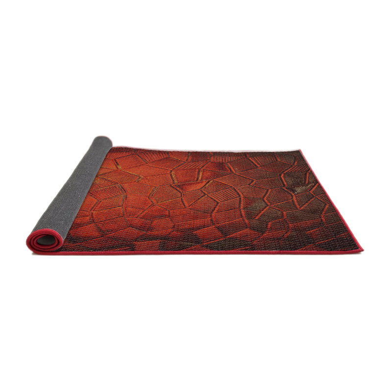 Tapis de zone orange à motif, Rond 8 pi