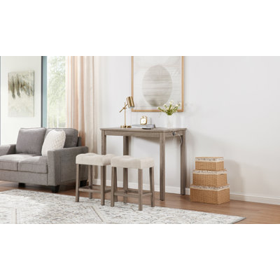 41.5" Wide 3-Piece Modern Counter Height Pub Table Set With USB Port Backless Stools