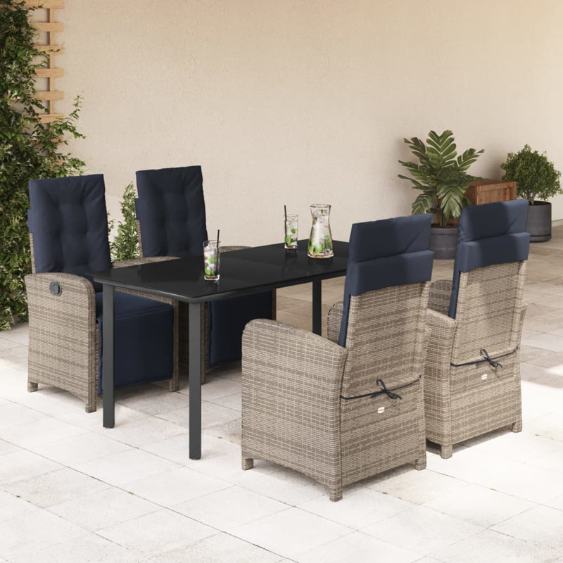 Table rectangulaire 5 pièces Vidaxl, Marine, Gris,  H 29,1 po x l 63 po x P 31,5 po