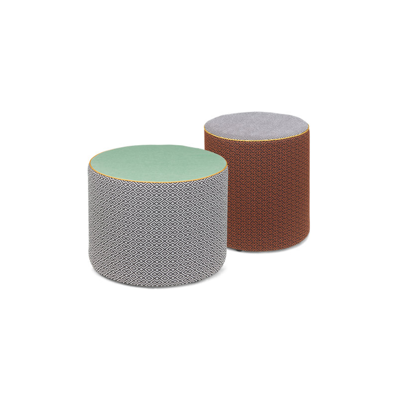 Calybabu Outdoor Pouf, Gray/White Geometric