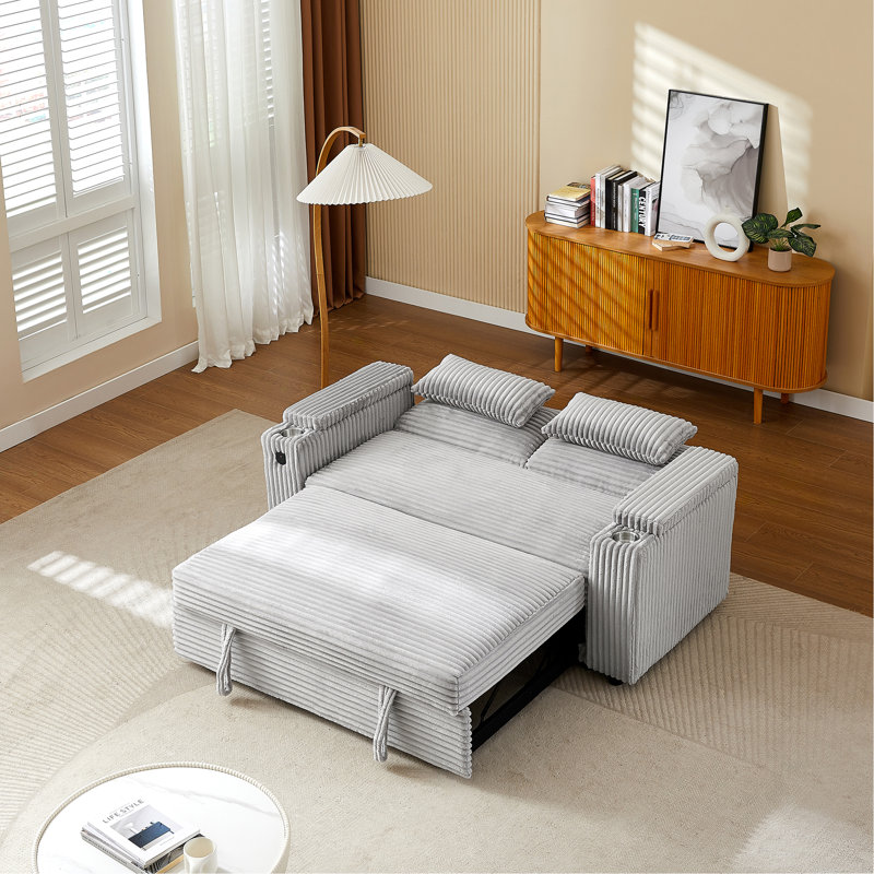 Light Grey  Fabric Sleeper Sofa Bed