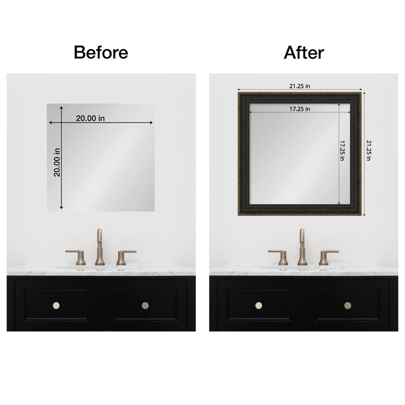  Ensemble de bordure de miroir de salle de bain, cadre entièrement assemblé à peler et coller - verre miroir NON inclus - garniture étroite bronze décoratif