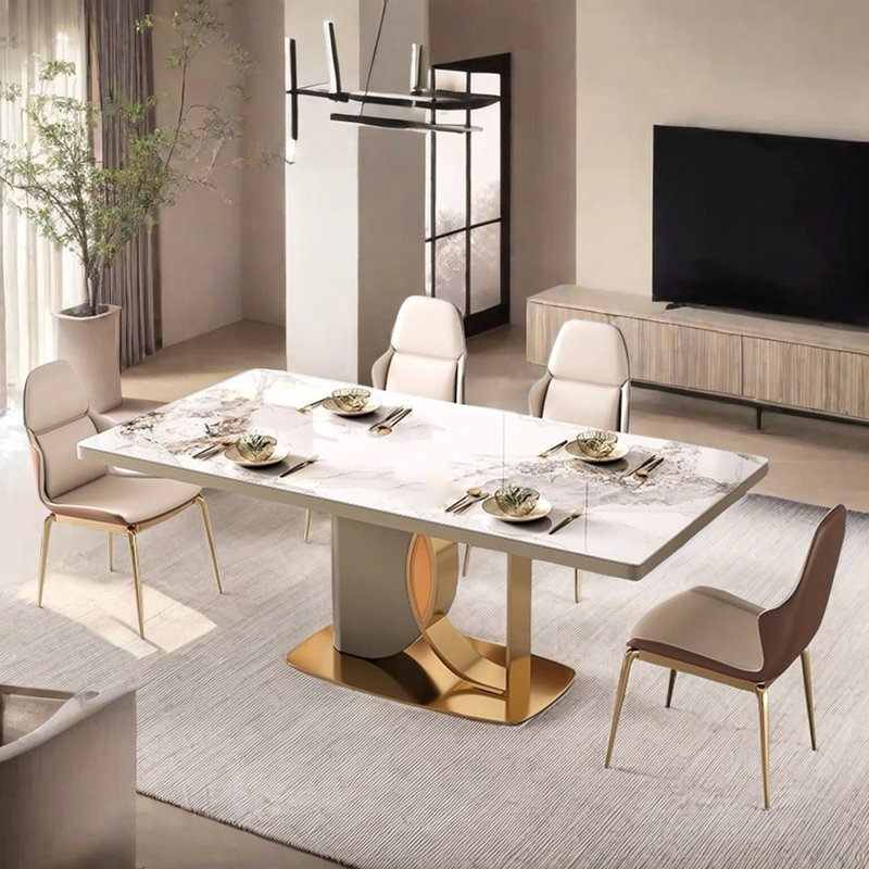 Table et chaise de salle à manger moderne et légère, H 28,7 po x L 62,9 po x l 31,1 po