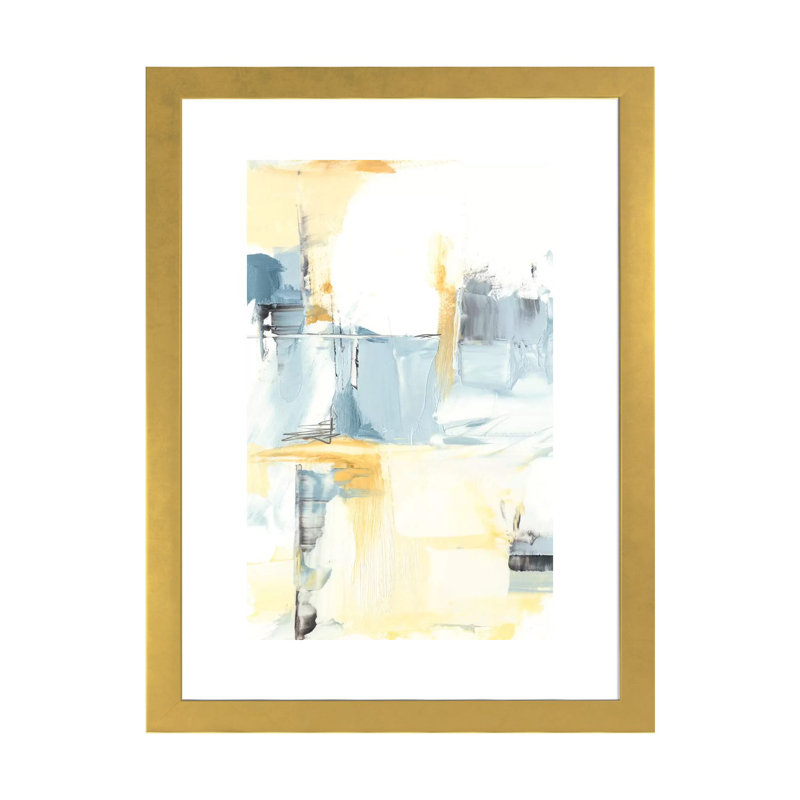 "Subtilité I" par Ethan Harper, reproduction d’art, H 24 po x l 16 po x P 1 po, Papier encadré doré, Blanc