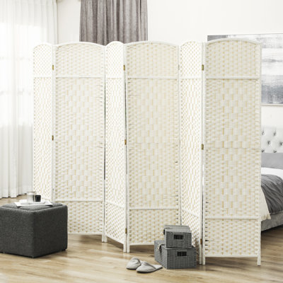 Paravent pliable à 6 panneaux, 1,83 m de hauteur, en bois naturel, pour bureau à domicile.