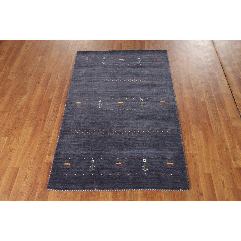 Tapis décoratif bleu fait à la main 3 x 5 Gabbeh