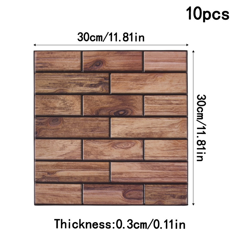 10-Pack 3D Self-Adhesive Wall Tile Stickers