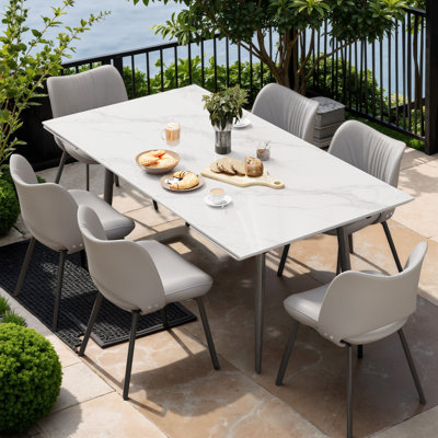 Extendable Rectangular Sintered Stone Outdoor Dining Table