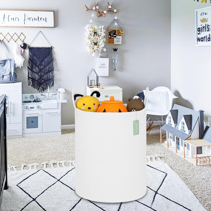 Laundry Basket with Handles, White