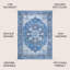 Abhirami Ornate Medallion Machine-Washable Blue/Navy Rug-1927502007