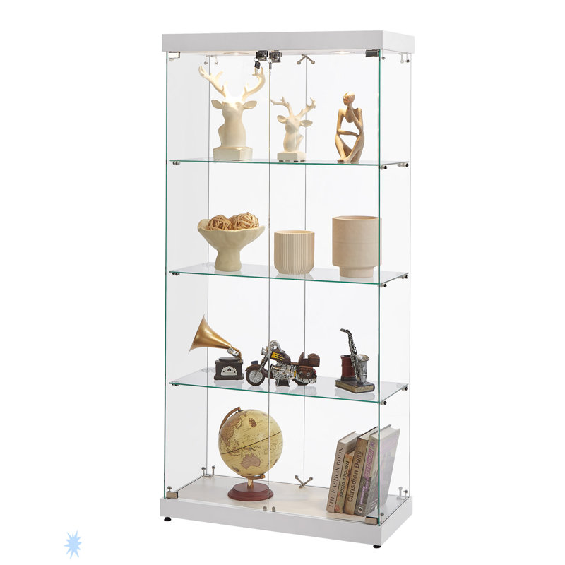 Vitrine à 4 niveaux en verre, Blanc