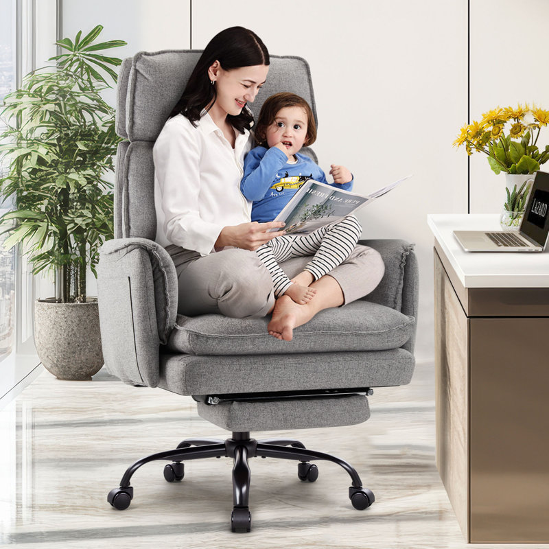 Office Chair with Headrest, Grey