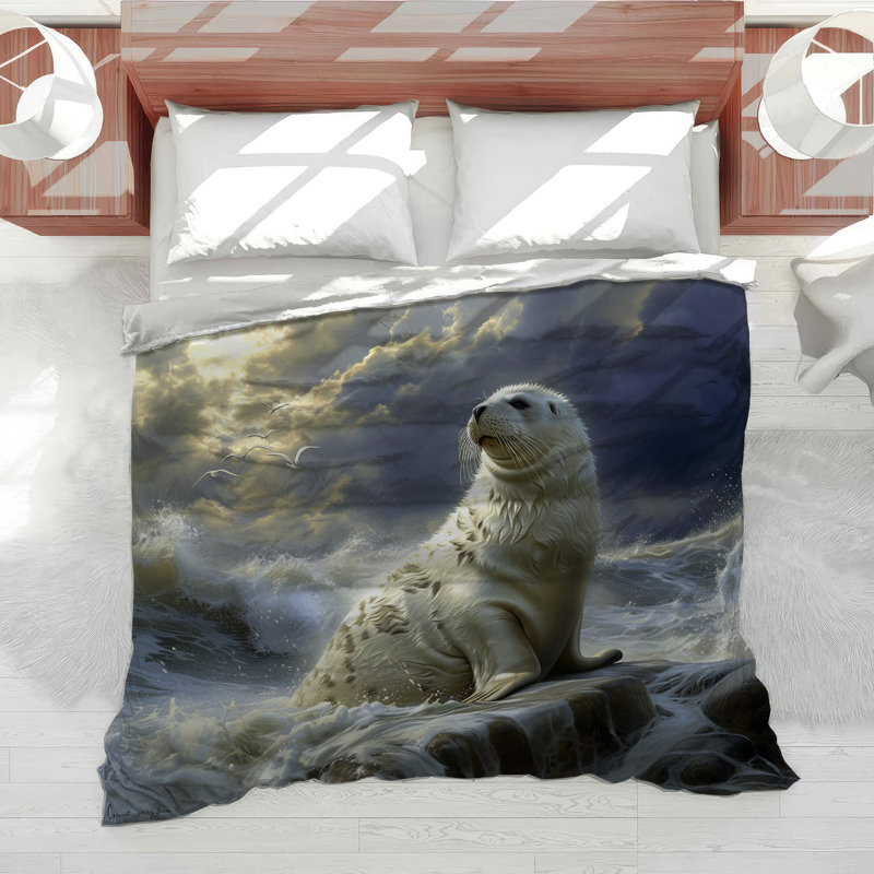 Édredon en mélange de coton Seal Marine, Édredon simple