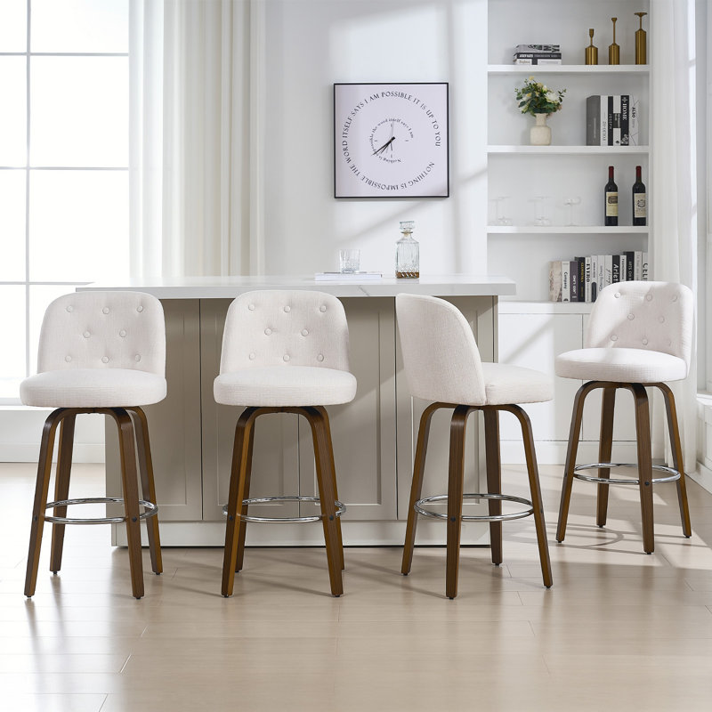 Tabouret de bar et de comptoir pivotant rembourré, Blanc, 2, Tabouret de bar (siège d'une hauteur de 29 po)