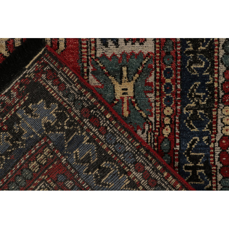 Rug & Kilim’S Antique Turkmen Rug In Red With Blue & Gold Tribal Patterns, Rectangle 9' x 12'