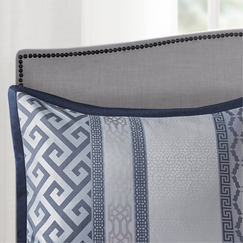 7 Piece Jacquard Comforter Set Navy