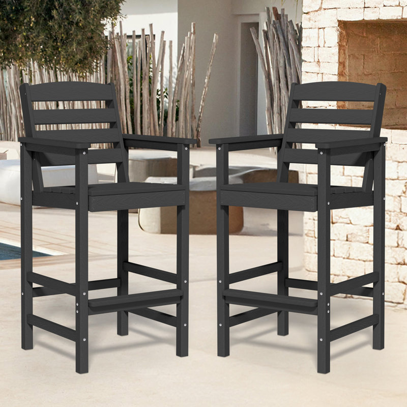 Dalson Plastic Adirondack Bar Stool (Set of 2), Black