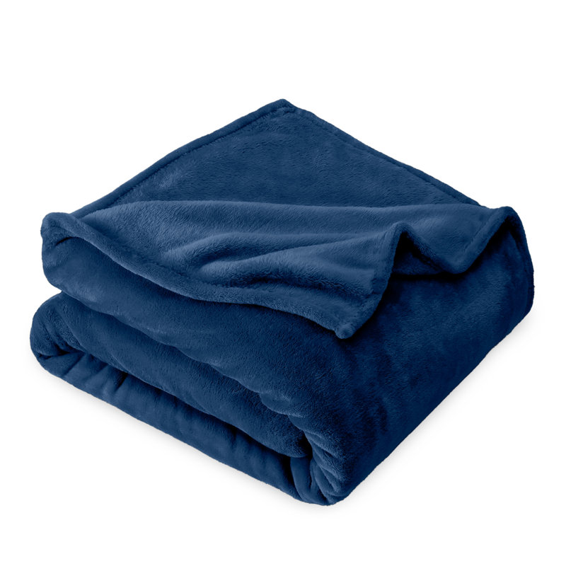 Bare Home Microplush Fleece Blanket - Fuzzy, Warm, Bed/Throw Blanket, Dark Blue, Throw