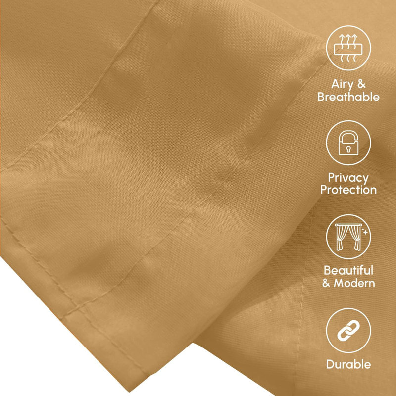 Yaelle Semi Sheer Curtain Pair, 40" W x 84" L, Tan