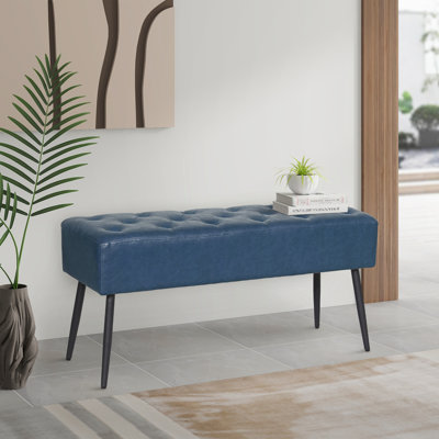 Dorly 38" Wide Faux Leather Entryway Bench Upholstered Bedroom Bench by Ebern Designs