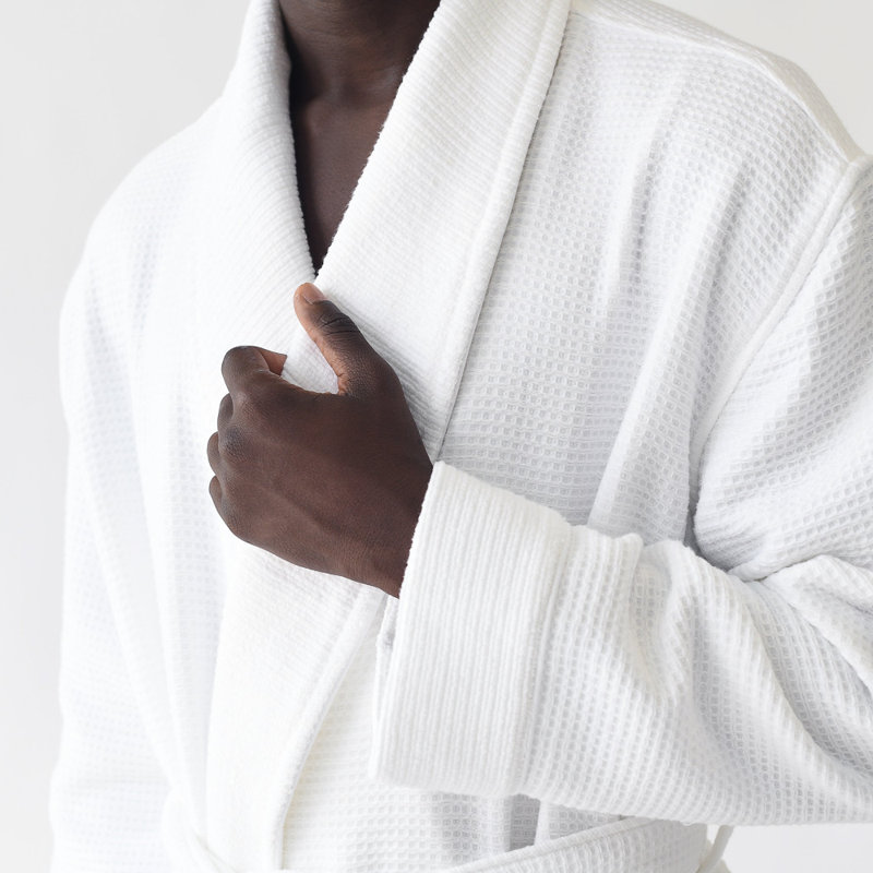 Waffle Bath Robe, White, XXL
