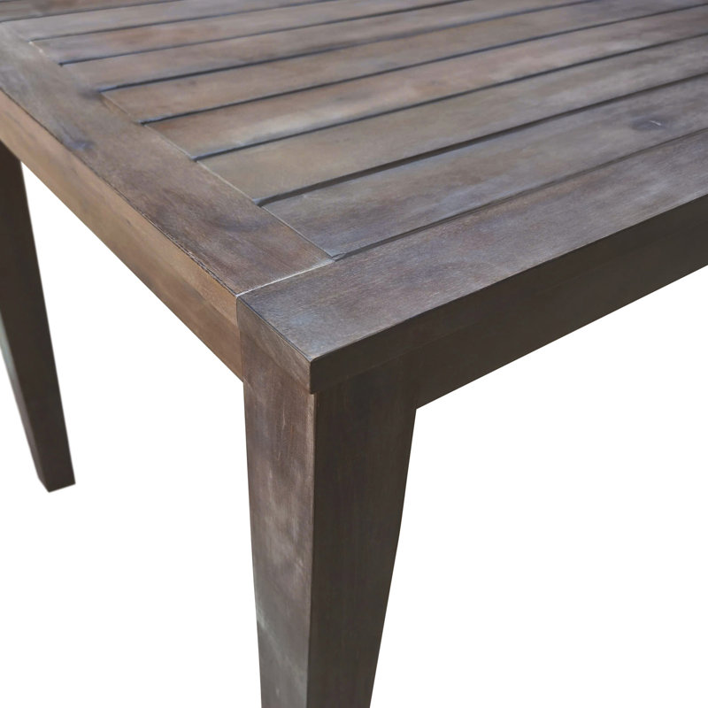 Table et chaises de salle à manger d'extérieur en bois d'acacia convenant au patio, au balcon ou à la cour arrière, Gris