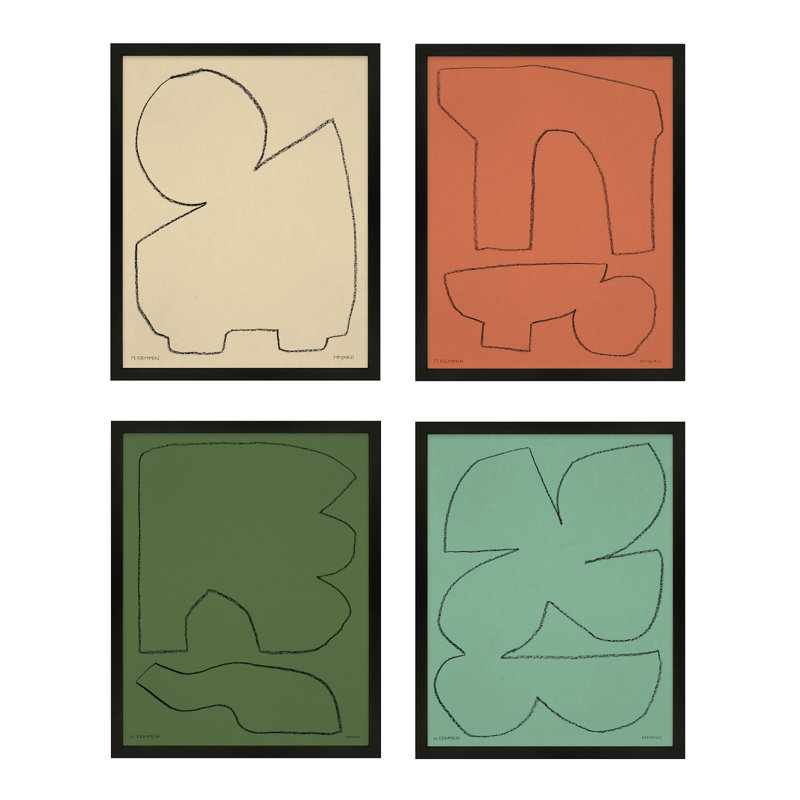 Earth 1, Set Of 4 by Michael Kempen, 76" H x 60" W x 1.25" D, Black