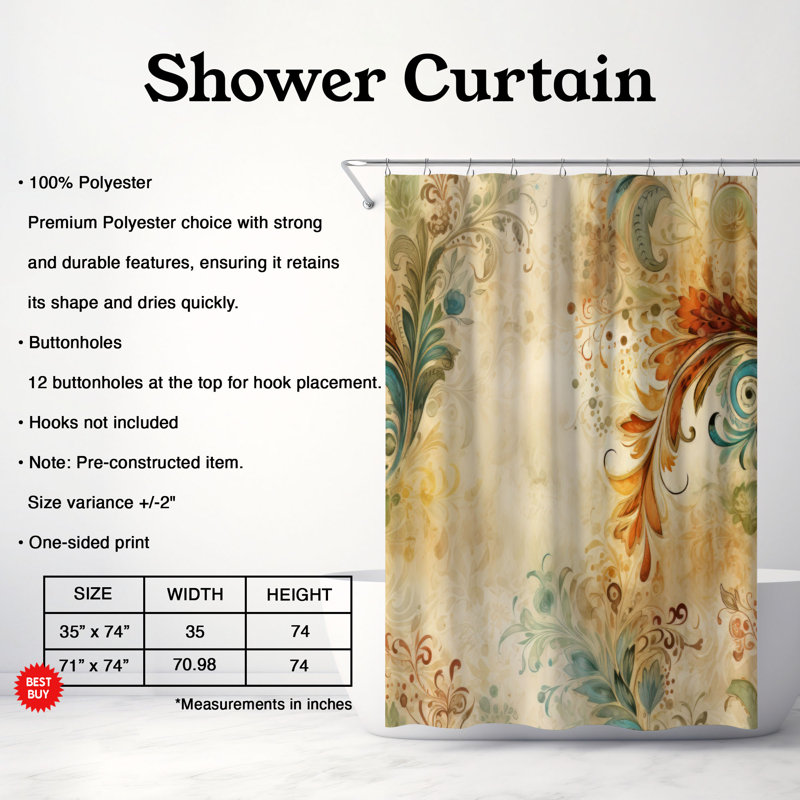 Rideau de douche Historic Paisley - Premium, H 74 po x l 71 po