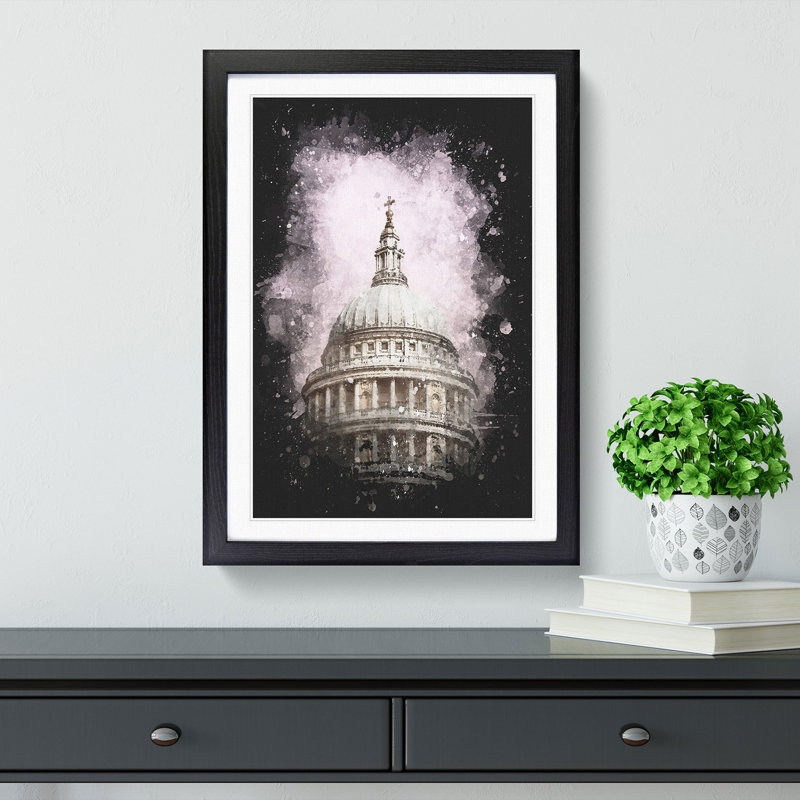 St. Pauls Cathedral - Framed Print, 87cm H x 62cm W x 2cm D, Black Framed