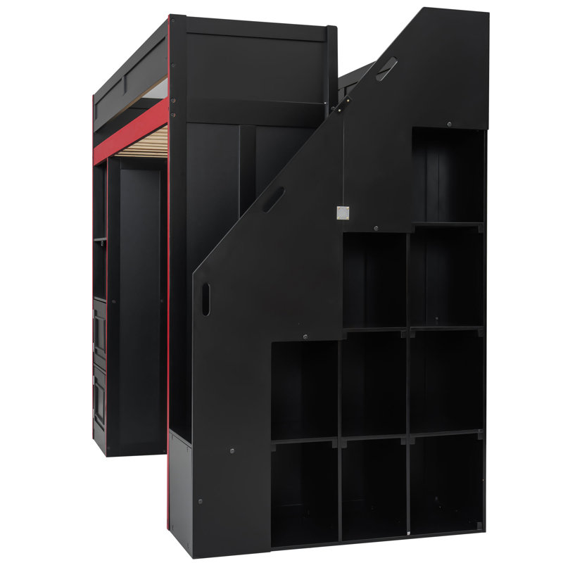 Lit mezzanine avec bureau et rangement Gaming