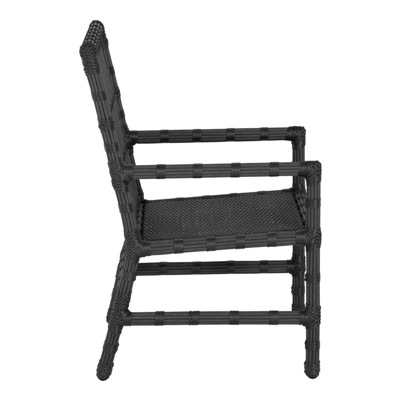 Newport Patio Dining Armchair with Cushions, No Welt, Onyx, Linen Forest