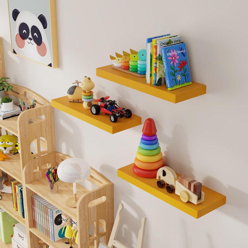 Dalvyn 3 Piece Floating Shelf, Yellow